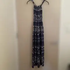 エスニック柄キャミワンピース ネイビー