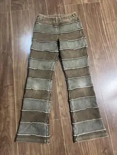 y2k ブラウン ストライプ フレアパンツ グランジ 古着