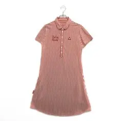 赤と白のストライプ ポロワンピース