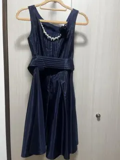 ネイビードレス サイズ36 ウエストリボン付き＆ファーボレロ