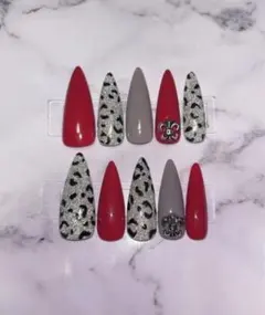 レオパード柄 スティレットネイルチップ/ギャルネイル/標準サイズ