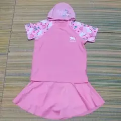 キッズ 水着 女の子 140 セパレート水着 帽子 3点セット ピンク