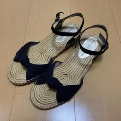 ORiental TRaffic リボン付き黒フラットサンダル