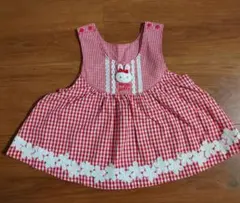 ゴ*ン様 メゾピアノ　ワンピース　立体うさぎ　チェック　赤　フォーマル　女の子