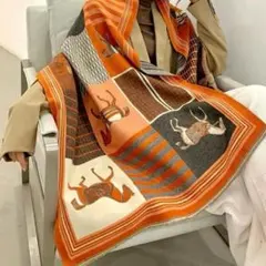 馬柄 カシミヤ 混 ストール マフラー ブランケット ショール 膝掛け419