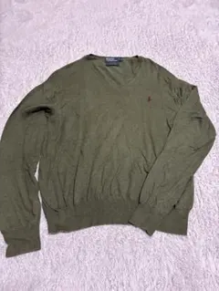Polo by Ralph Lauren オリーブグリーン Vネックセーター