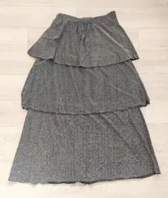 ★美品アメリカンホリックラメ3段フリルロングスカートブラック★