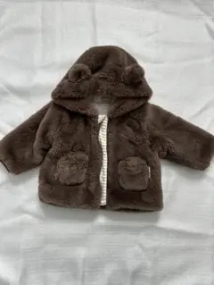 petit main ファージャケット 80cm ブラウン