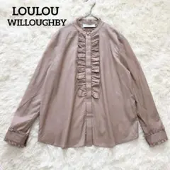 ルルウィルビー フリル ブラウス シアーシャツ パールボタン スタンドカラー