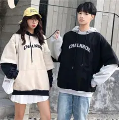 オシャレなペアルックパーカー　レディース　メンズ　ゆったり大きい