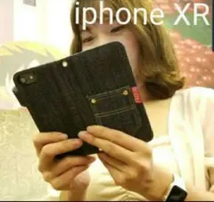 iphoneXR デニムケース インディゴブルー