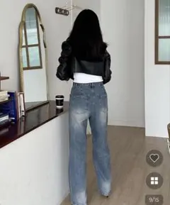 nabi カザネ　骨スト　ボタンデニムワイドパンツ