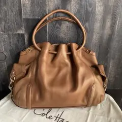 COLE HAAN 大きなショルダーバッグ 本革 レザー ブラウン