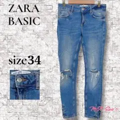 ZARA BASIC Z1975 DENIM スキニー デニム ダメージ加工 S