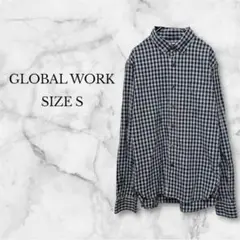 グローバルワーク 長袖シャツ ギンガムチェック カジュアル 綺麗め グレー系