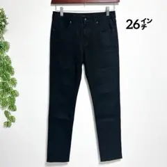 ユニクロ・26㌅ ストレート スリムパンツ スキニー ブラック
