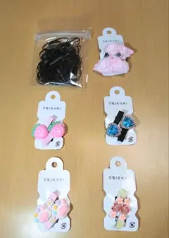 ORIGAMI ヘアクリップ 2個×5組、からまないゴム1袋