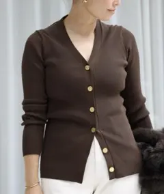 24AW ドゥーズィエムクラス DINER RIB Vネックカーディガン