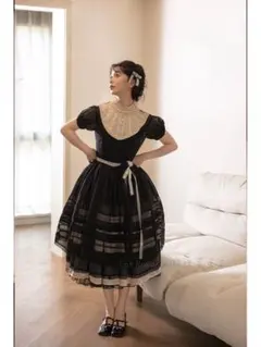 【プレゼントあり】ゴスロリドレス ワンピース黒 インナー付き