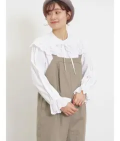 サマンサモスモス 付け襟ピンタックブラウス フリル レース オフホワイト F