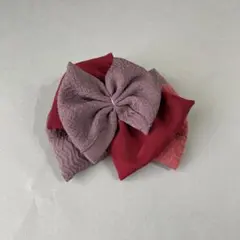 《93》七五三　髪飾り　りぼん　着物リメイク　ヘッドドレス　紫　赤　和装　753