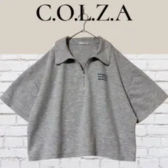 C.O.L.Z.A 半袖 ジップアップ Tシャツ LL グレー クロップド丈
