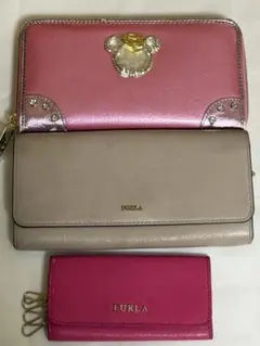【遺品整理品まとめ】FURLA 長財布 とキーケース・他長財布計3点セット