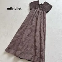ミウィビレット　マジョリカプリーツギャザー使いフレアワンピース　M ロング丈