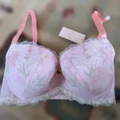 トリンプアモスタイル　刺繍入りピンクブラジャー F70　高さを出すタイプ