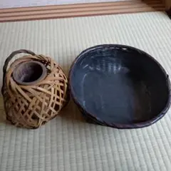 ふくべ細工 炭入れ 炭斗火鉢 茶道具 民芸品 ひょうたん 昭和レトロ