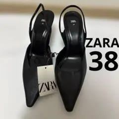 【タグ付き】ZARA スリングバックヒールパンプス ブラック 38のサムネイル