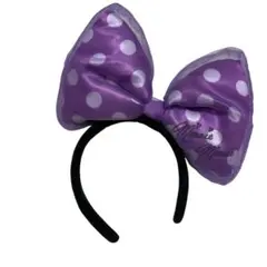 ミニーマウス 紫色 水玉 リボン ヘアバンド