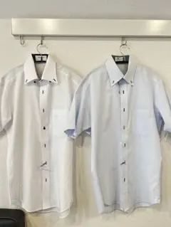 【美品】オリヒカ　半袖シャツ ホワイト・ライトブルー 2枚（クリーニング済）