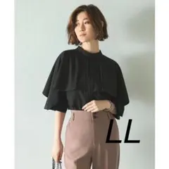 ルイルエブティック【美品】ピンタックケープ　大きいサイズブラウス 半袖　LLのサムネイル