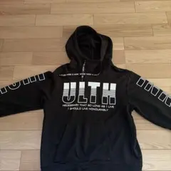ULTH ロゴプリント プルオーバーパーカー ブラック