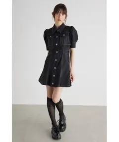 クロップレイヤードマーメイドミニワンピース　rienda M ブラックのサムネイル