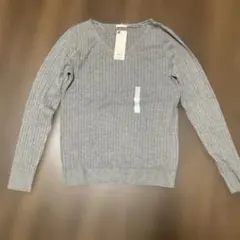 ワイドリブ　Vネックセーター