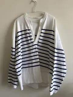 clane WIDE HENRY NECK BORDER TOPS サイズ1のサムネイル