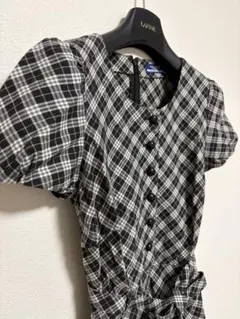 チェック柄 半袖ひざ丈ワンピース