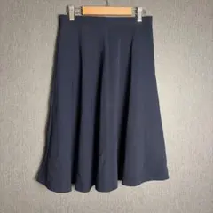 GU フレアスカート ひざ丈 ネイビー L シンプル 無地 レディース ボトムス