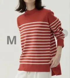 【美品】オペークドットクリップ ボーダーニット M レッド