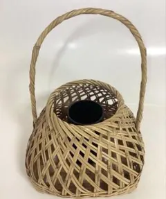 花籠 白竹 手付 宗全 紙箱入 茶道具 古物品