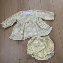 mamaraku 黄色チェック チュニック 上下セット 80