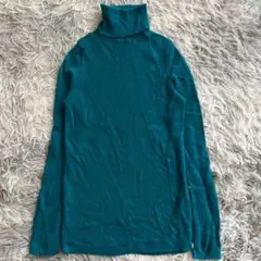 美品✨【UNIQLO】ターコイズタートルネックセーター L 大きいサイズ ウール