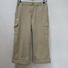 ベージュ カジュアルパンツ七分丈サイドポケット付き