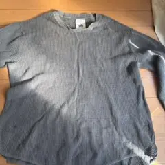 グレー ワッフル編み 長袖セーター