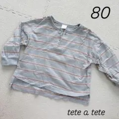 tete a tete テータテート バースデイ ボーダー 長袖 ロンT 80