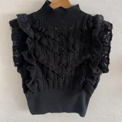 ZARA ノースリーブ タートルネックセーター　ブラック