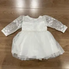 ホワイトベビードレス 9-12M