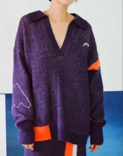 PAMM 定価14990円　後ろ姿の寛大なインテリアのニット　ネイビー　パム